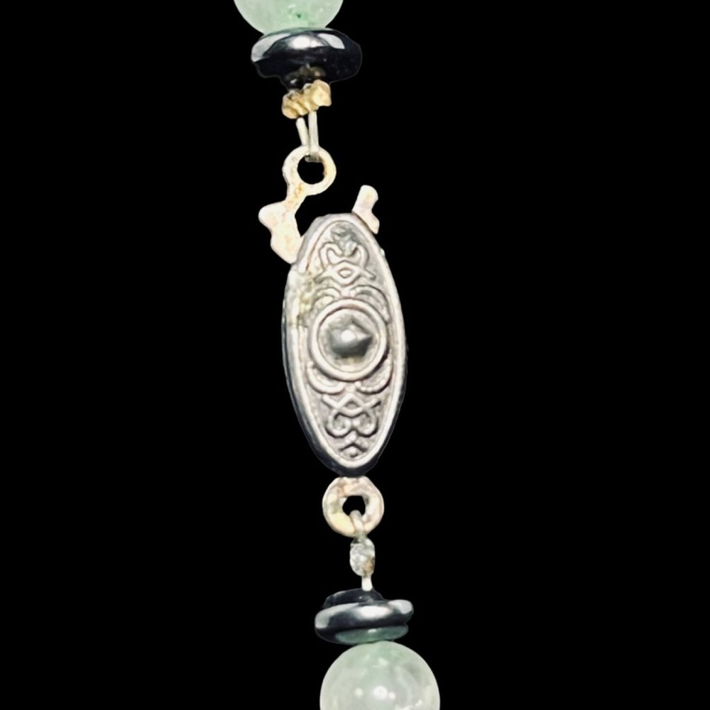 Semi Precious Green & Blue Bead Necklace, Bracelet & Pierced Earrings Set (4939) - Picture 6 of 13